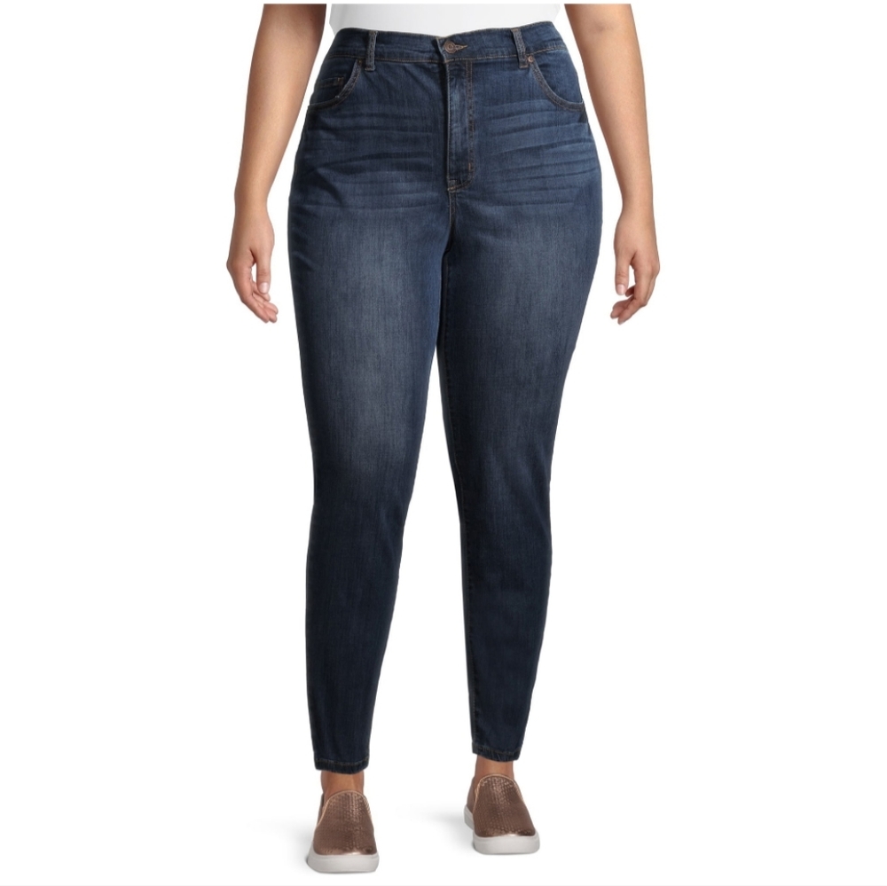 Terra & Sky Women's Plus Size 18W Skinny Jeans High Rise Tummy Control